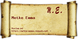Metke Emma névjegykártya